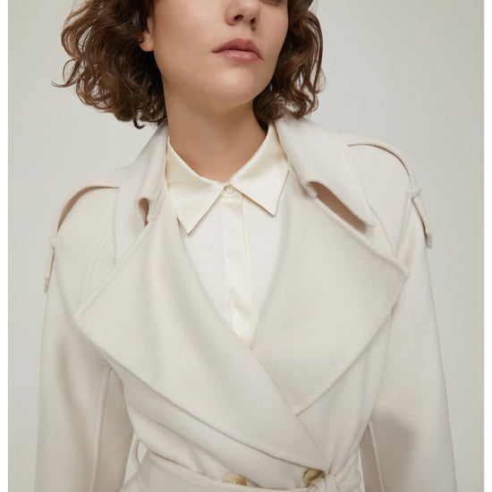 Young Ideas/Henmores - Zen Double Breasted Belted Coat - 001 Ivory - 8