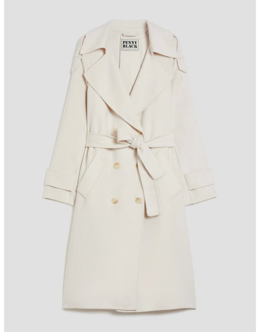 Young Ideas/Henmores - Zen Double Breasted Belted Coat - 001 Ivory - 8