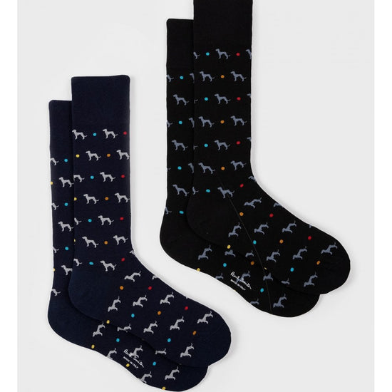 Young Ideas/Henmores - 2 Pack Whippet Spot Socks - 1A Blue/Black - OS