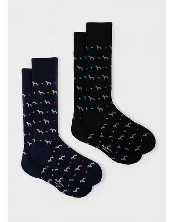 Young Ideas/Henmores - 2 Pack Whippet Spot Socks - 1A Blue/Black - OS