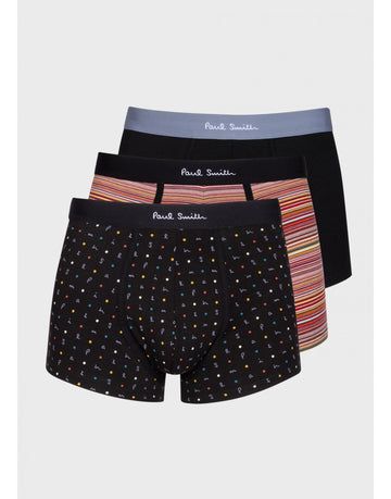 Young Ideas/Henmores - 3 Pack Signature Stripe & Pattern Boxers - 79 Stripe Multi/Black - S