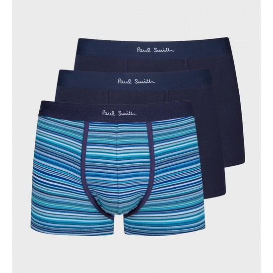 Young Ideas/Henmores - 3 Pack Signature Stripe & Plain Boxers - 47 Blue/Black - S