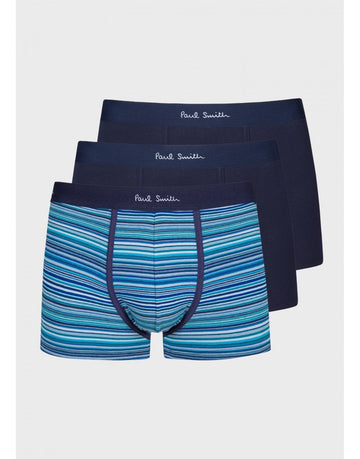 Young Ideas/Henmores - 3 Pack Signature Stripe & Plain Boxers - 47 Blue/Black - S