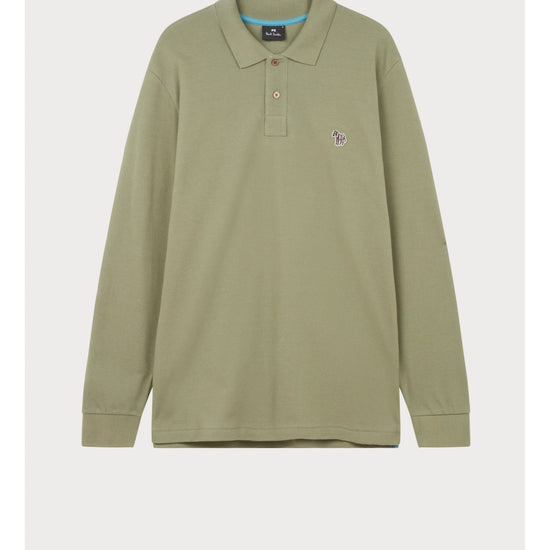 Young Ideas/Henmores - Classic Zebra Long Sleeve Polo Shirt - 34C Moss Green - M