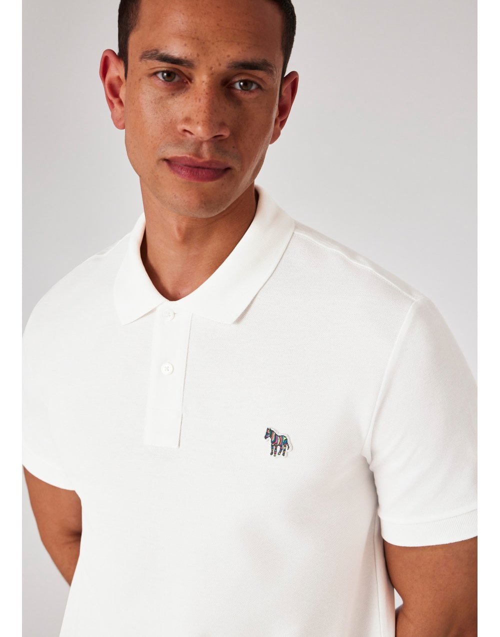 Young Ideas/Henmores - Classic Zebra Short Sleeve Polo Shirt - 02 Off White - M