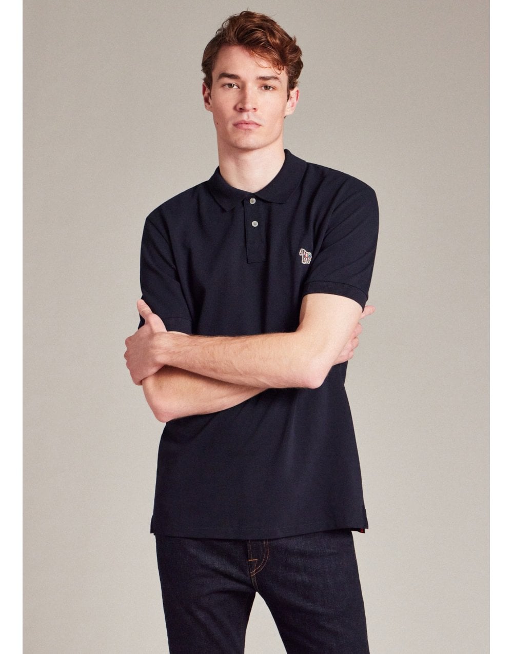 Young Ideas/Henmores - Classic Zebra Short Sleeve Polo Shirt - 02 Off White - M