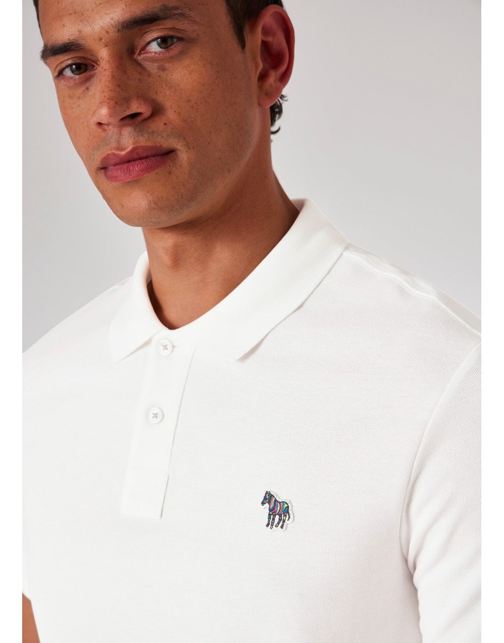 Young Ideas/Henmores - Classic Zebra Short Sleeve Polo Shirt - 02 Off White - M