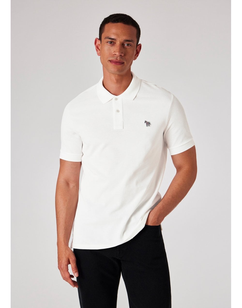 Young Ideas/Henmores - Classic Zebra Short Sleeve Polo Shirt - 02 Off White - M