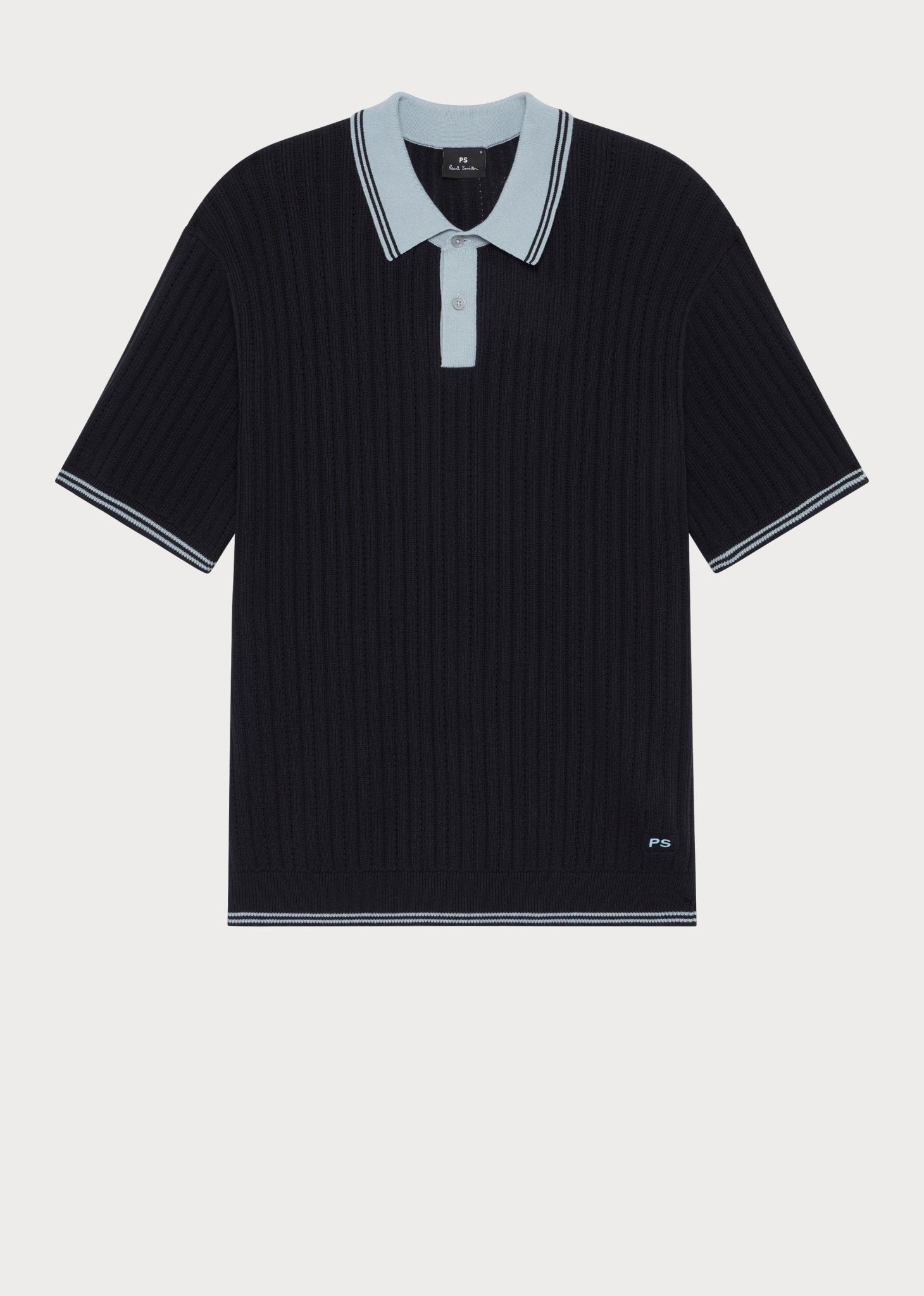 Young Ideas/Henmores - Contrast Collar Knitted Polo - 49 Navy Blue - S