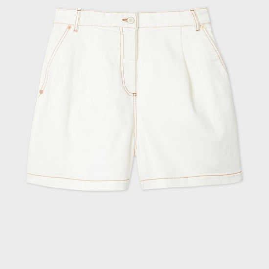Young Ideas & Henmores - Contrast Stitch Shorts - 01 White - 26