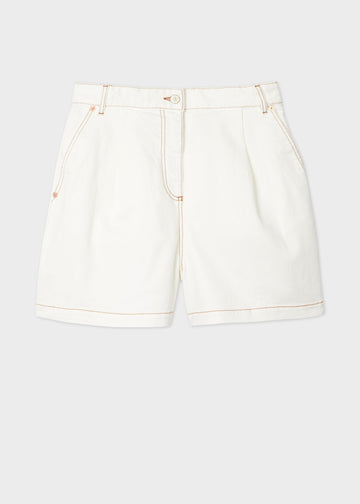 Young Ideas & Henmores - Contrast Stitch Shorts - 01 White - 26