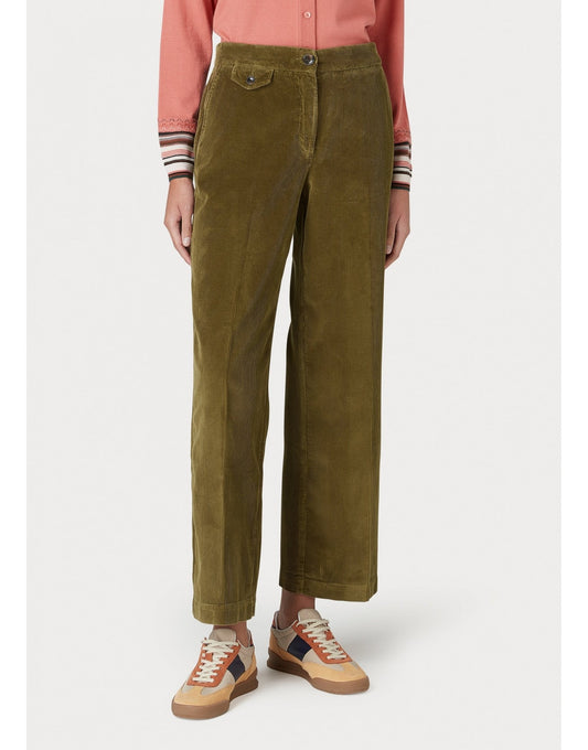 Young Ideas/Henmores - Cord Wide Leg Trousers - 34 Green - 25