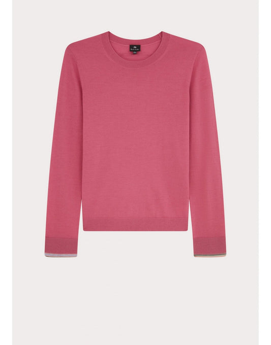 Young Ideas/Henmores - Crew Neck Sheer Cuff Jumper - 54 Aubergine - S