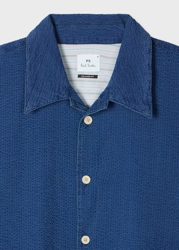 Young Ideas & Henmores - Denim Relaxed Short Sleeve Shirt - Denim Blue - S