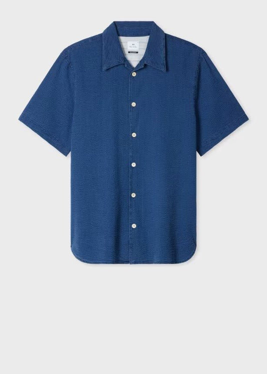 Young Ideas & Henmores - Denim Relaxed Short Sleeve Shirt - Denim Blue - S