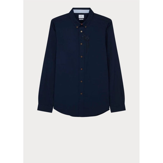 Young Ideas/Henmores - Embroidered Floral Tailored Fit Shirt - 48 Inky Blue - M