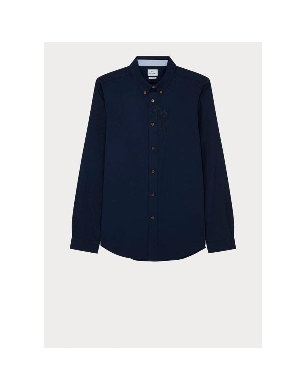 Young Ideas/Henmores - Embroidered Floral Tailored Fit Shirt - 48 Inky Blue - M