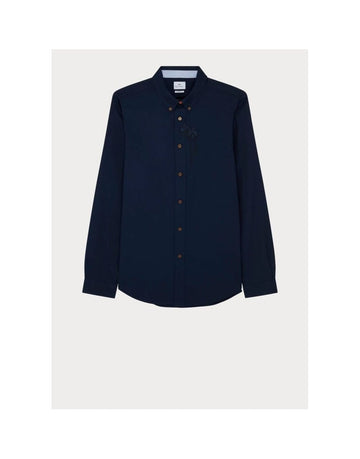 Young Ideas/Henmores - Embroidered Floral Tailored Fit Shirt - 48 Inky Blue - M