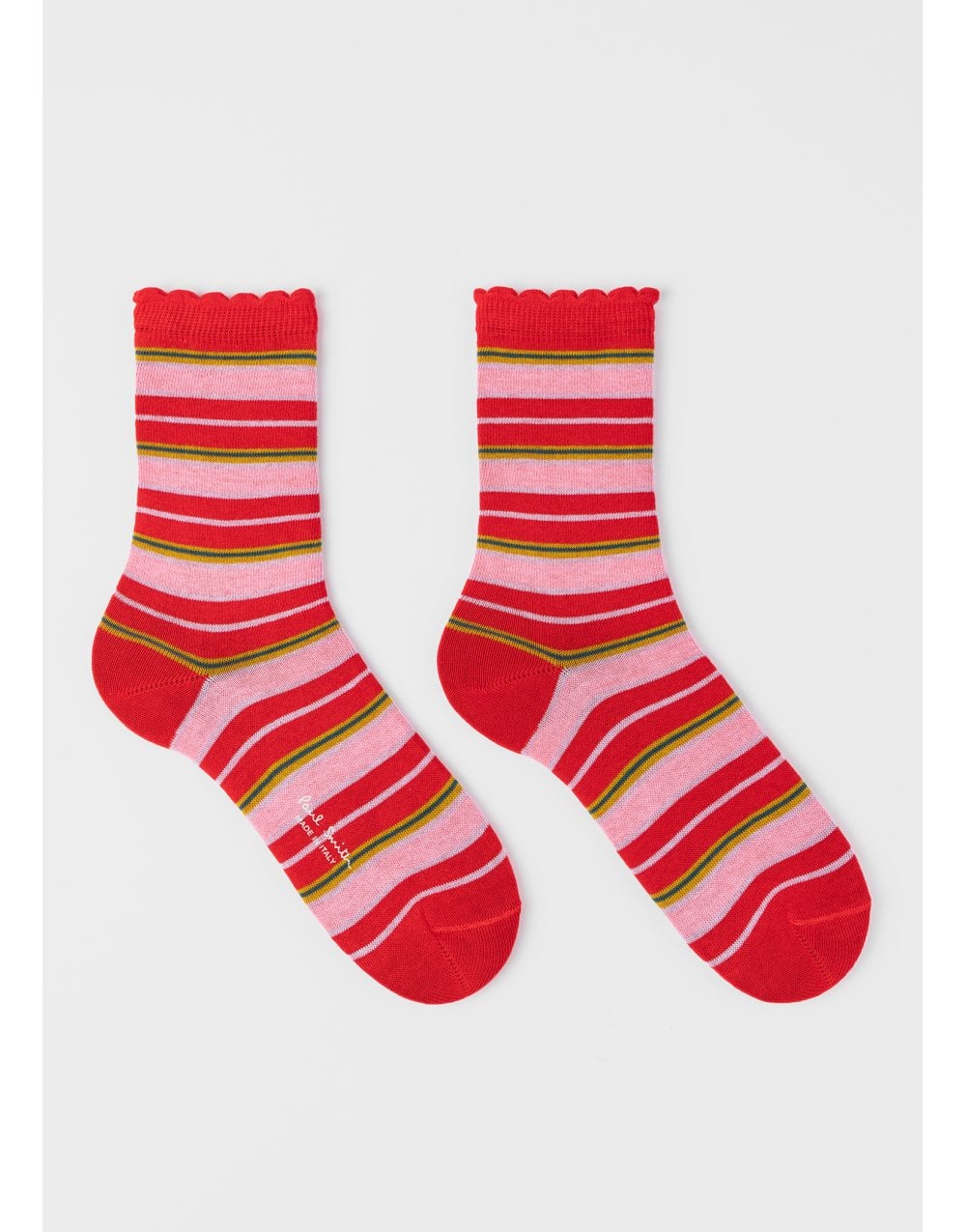Young Ideas/Henmores - Emilia Stripes Frill Socks - Reds - OS