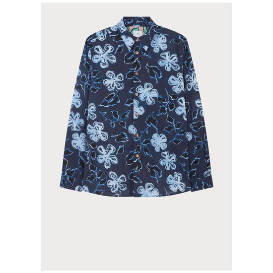 Young Ideas/Henmores - Floral Tailored Fit Long Sleeve Shirt - 49 Dark Navy - M