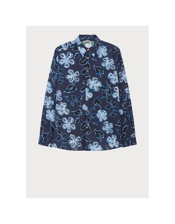 Young Ideas/Henmores - Floral Tailored Fit Long Sleeve Shirt - 49 Dark Navy - M