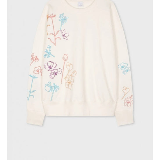 Young Ideas/Henmores - Flower Drawing Detail Sweatshirt - 02 Off White - XS