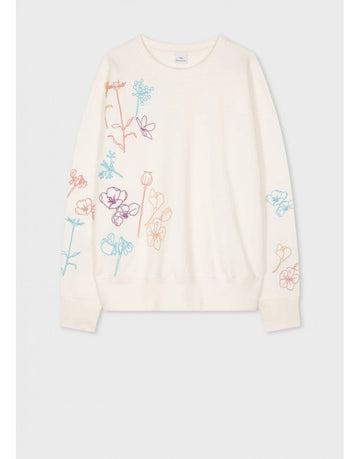 Young Ideas/Henmores - Flower Drawing Detail Sweatshirt - 02 Off White - XS