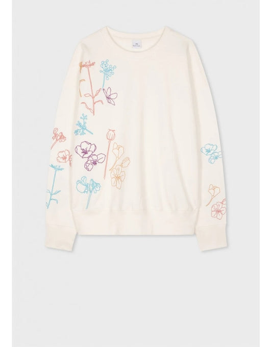 Young Ideas/Henmores - Flower Drawing Detail Sweatshirt - 02 Off White - XS