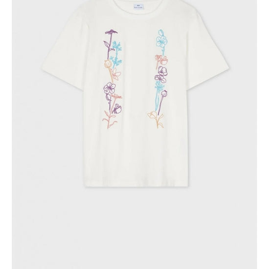 Young Ideas/Henmores - Flower Drawing Detail T-Shirt - 02 Off White - S