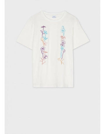 Young Ideas/Henmores - Flower Drawing Detail T-Shirt - 02 Off White - S