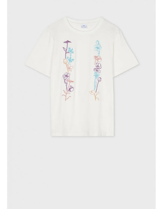Young Ideas/Henmores - Flower Drawing Detail T-Shirt - 02 Off White - S