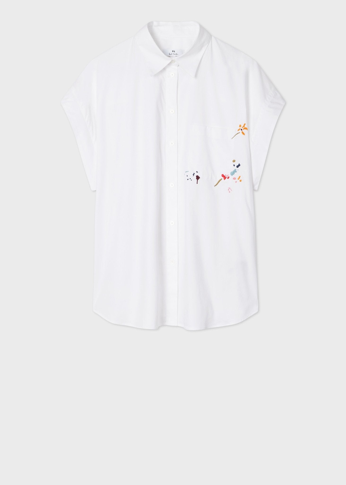 Young Ideas/Henmores - Flower Embroidered Cap Sleeve Shirt - 01 White - 6
