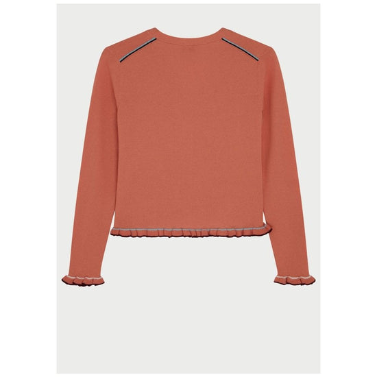 Young Ideas/Henmores - Frill Detail V Neck Cardigan - 16 Orange - S