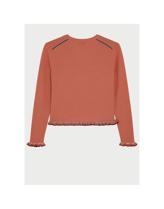 Young Ideas/Henmores - Frill Detail V Neck Cardigan - 16 Orange - S