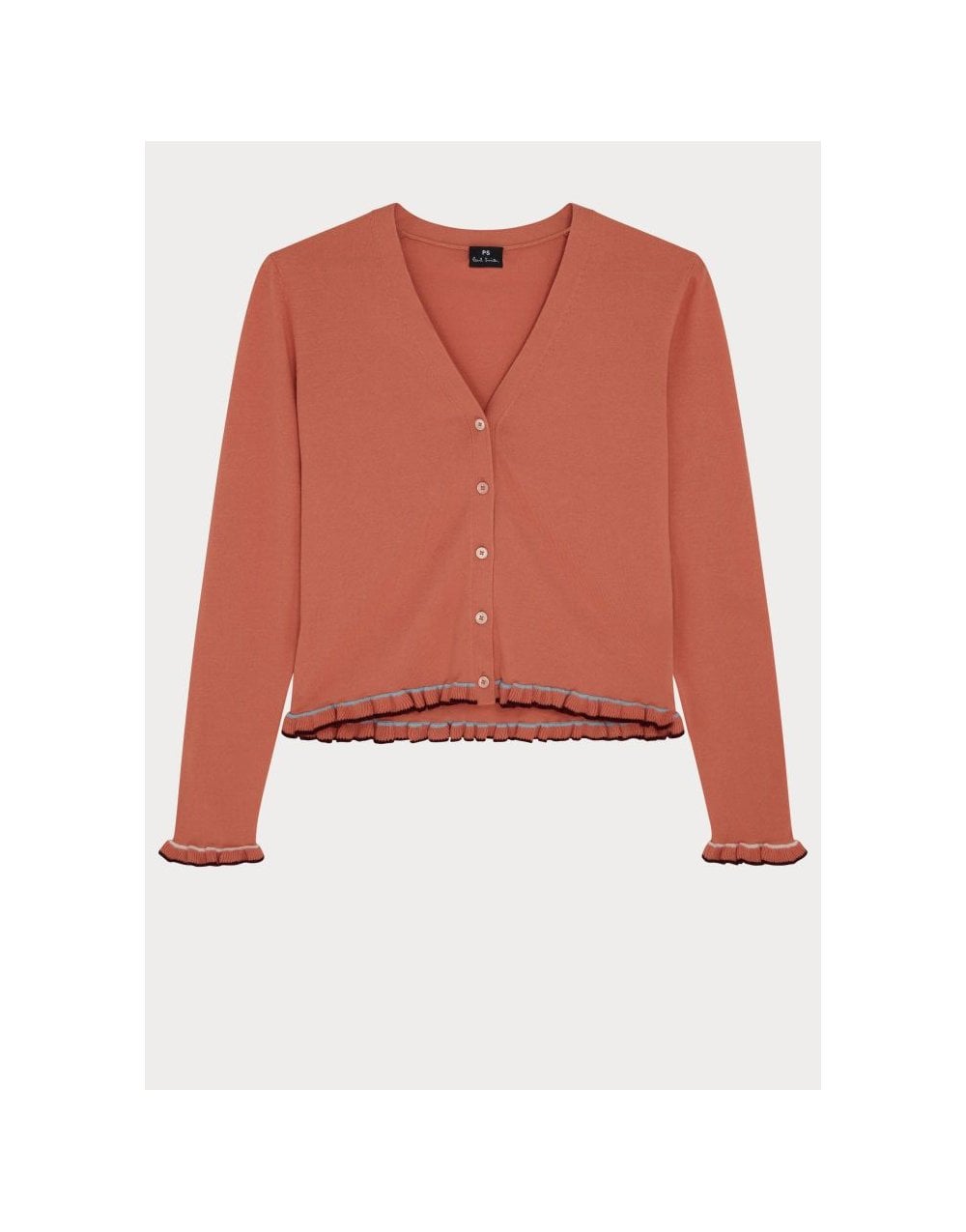 Young Ideas/Henmores - Frill Detail V Neck Cardigan - 16 Orange - S