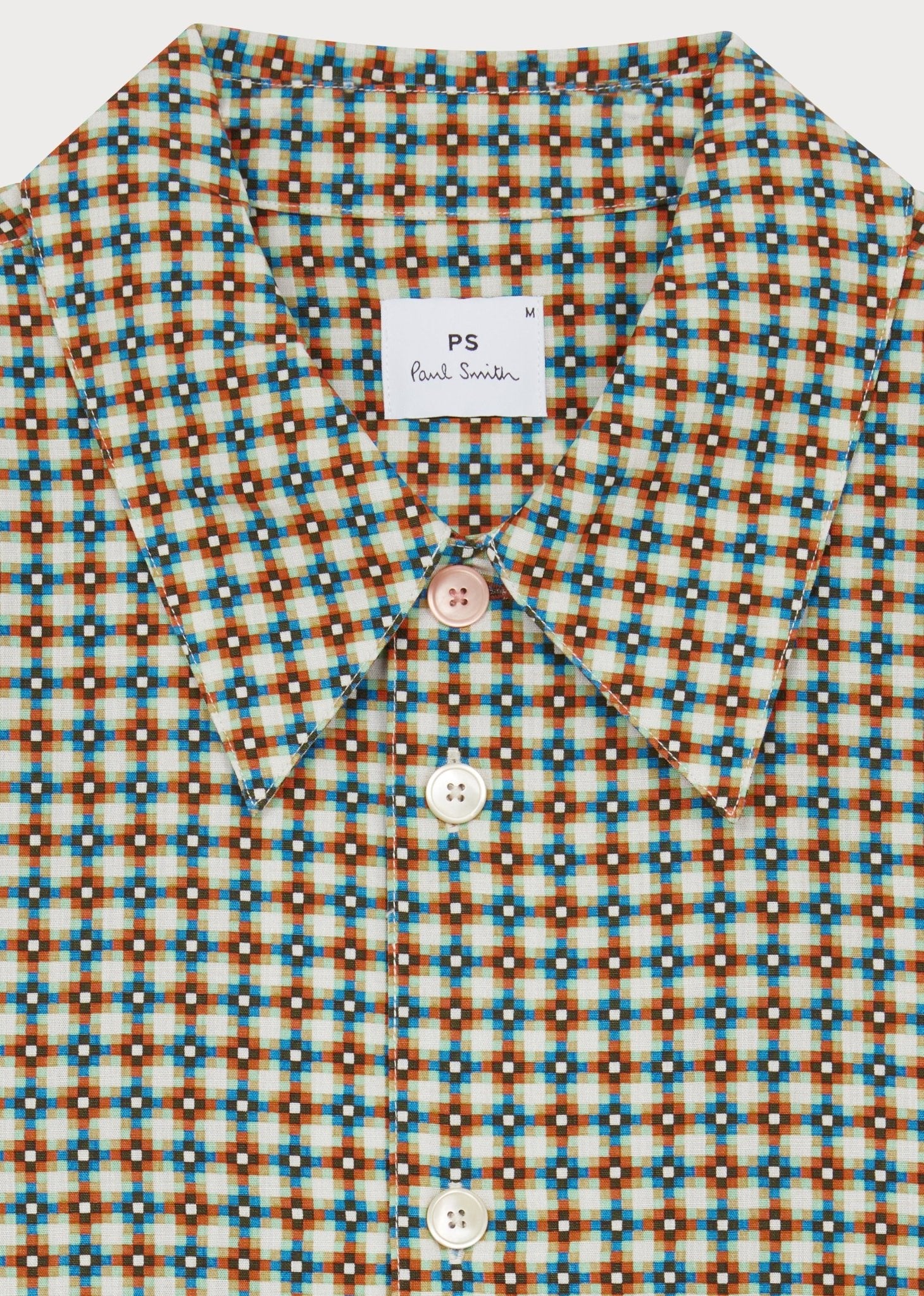 Young Ideas/Henmores - Geometric Print Relaxed Shirt - 02 Orange/Blue - S