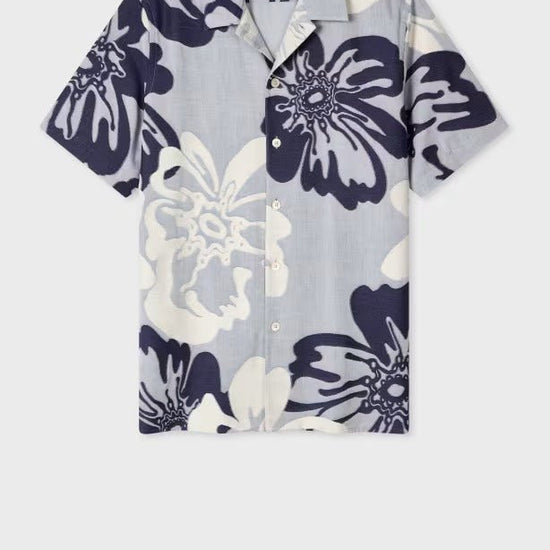 Young Ideas & Henmores - Hawaiian Printed Relaxed Shirt - 40 Blue Multi - M