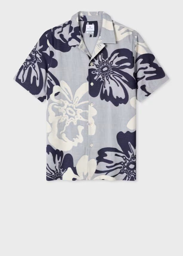 Young Ideas & Henmores - Hawaiian Printed Relaxed Shirt - 40 Blue Multi - M
