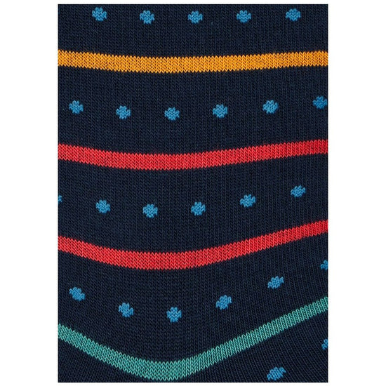 Young Ideas/Henmores - Iago Spot Stripe Sock - 47 Navy - OS