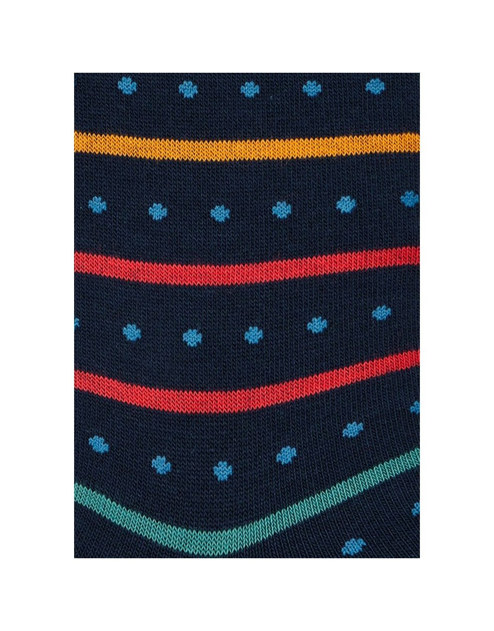 Young Ideas/Henmores - Iago Spot Stripe Sock - 47 Navy - OS