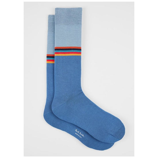 Young Ideas/Henmores - Jared Stripe Multi Tone Socks - 37 Blue - OS