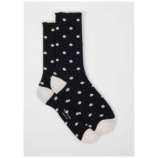 Young Ideas/Henmores - Jenny Frill Polka Dot Socks - 47 Navy - OS