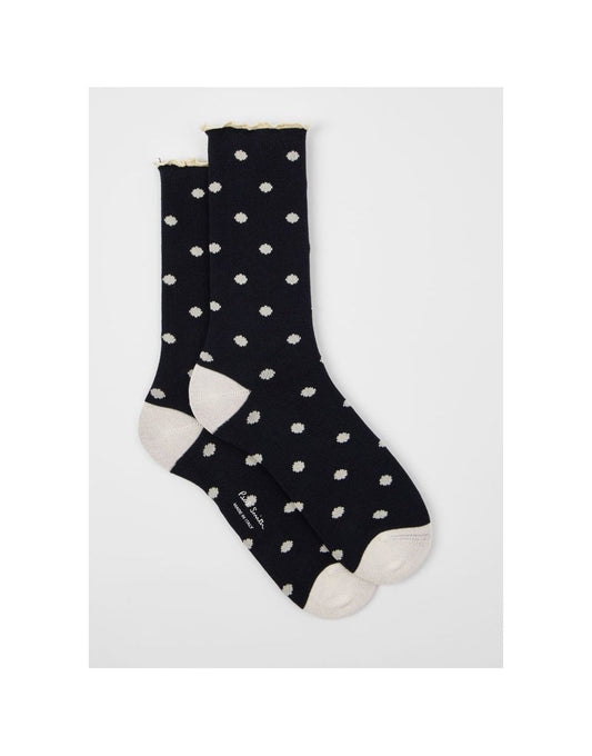 Young Ideas/Henmores - Jenny Frill Polka Dot Socks - 47 Navy - OS