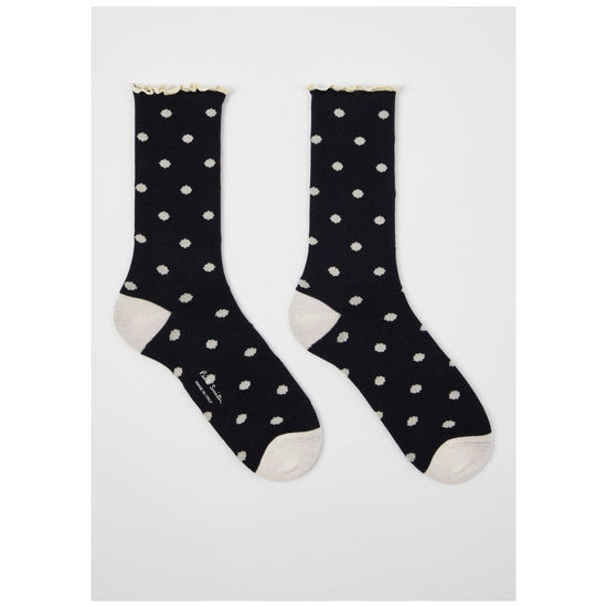 Young Ideas/Henmores - Jenny Frill Polka Dot Socks - 47 Navy - OS