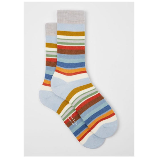 Young Ideas/Henmores - Jodie Multi Stripe Socks - 42 Turquoise - OS
