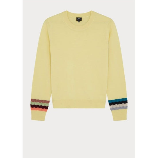 Young Ideas/Henmores - Knitted Swirl Cuff Crew Neck Jumper - 32 Yellow - S