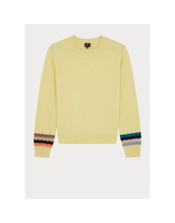 Young Ideas/Henmores - Knitted Swirl Cuff Crew Neck Jumper - 32 Yellow - S