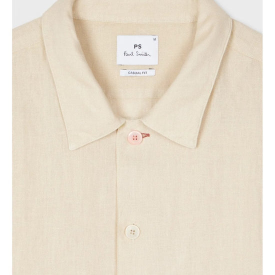 Young Ideas/Henmores - Linen Stitch Detail Short Sleeve Shirt - 35 Military Green - M