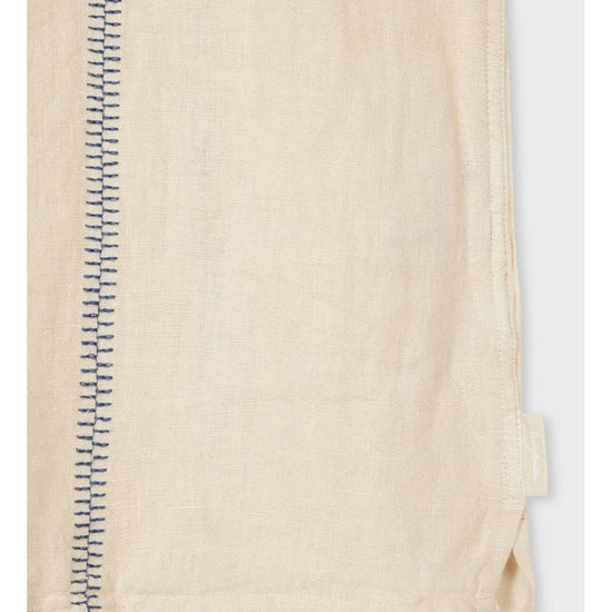Young Ideas/Henmores - Linen Stitch Detail Short Sleeve Shirt - 35 Military Green - M