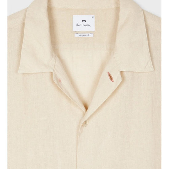 Young Ideas/Henmores - Linen Stitch Detail Short Sleeve Shirt - 35 Military Green - M